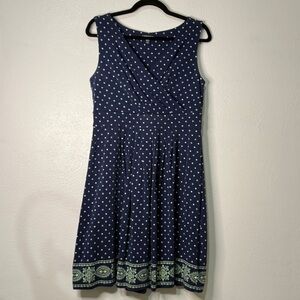 Lands' End Navy Polka Dot Midi Dress. Sz MP.